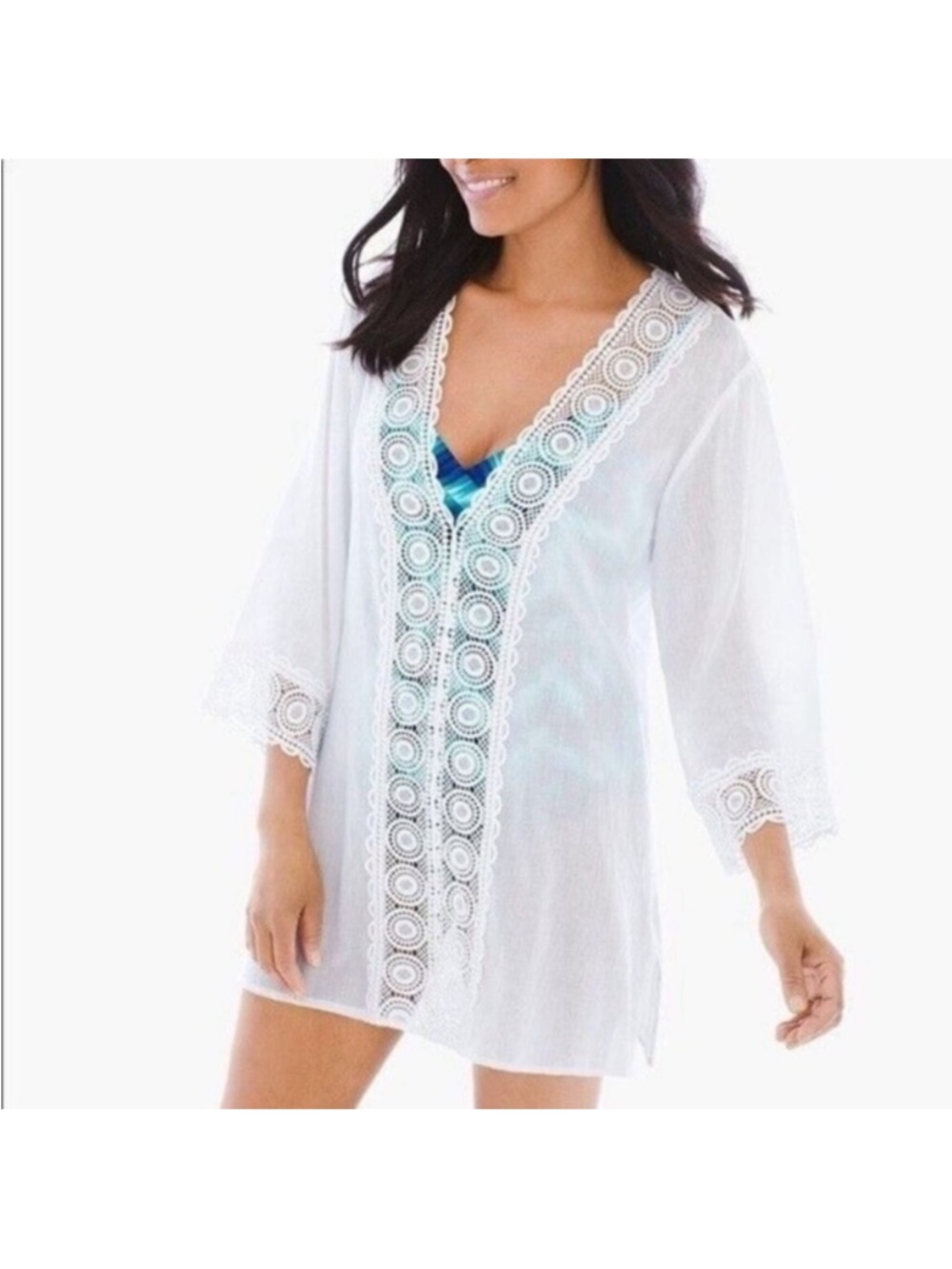 La Blanca Island Fare white gauzy swimsuit coverup size small